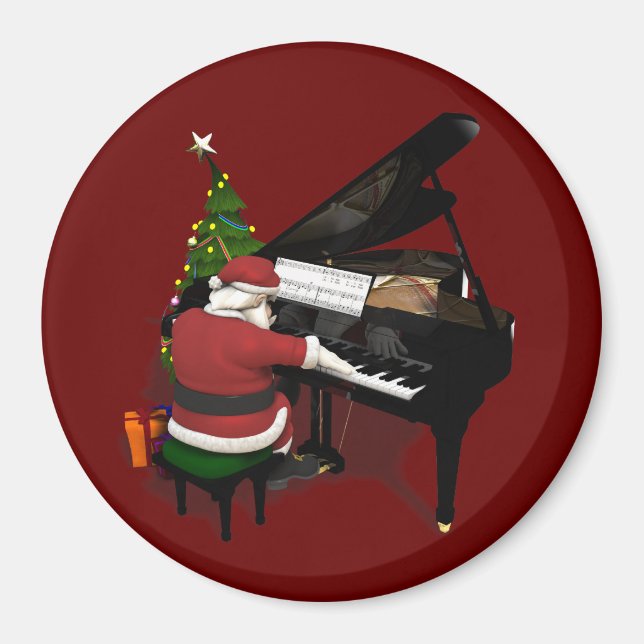 Santa Claus Playing Piano Magnet (Front)