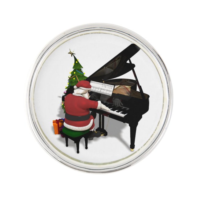 Santa Claus Playing Piano Pin (Front)