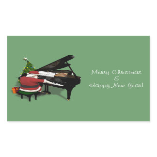 Santa Claus Playing Piano Rectangular Sticker