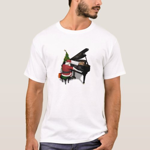 Santa Claus Playing Piano T_Shirt