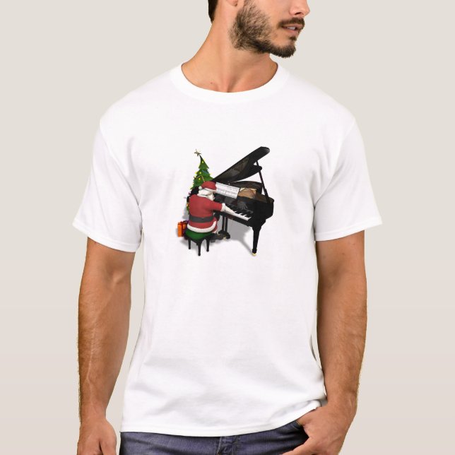 Santa Claus Playing Piano T-Shirt (Front)