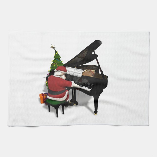 Santa Claus Playing Piano Towel (Horizontal)