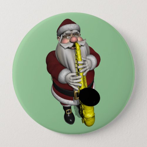 Santa Claus Playing Saxophone Button
