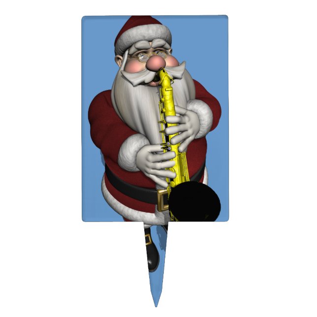 Santa Claus Playing Saxophone Cake Topper (Front)