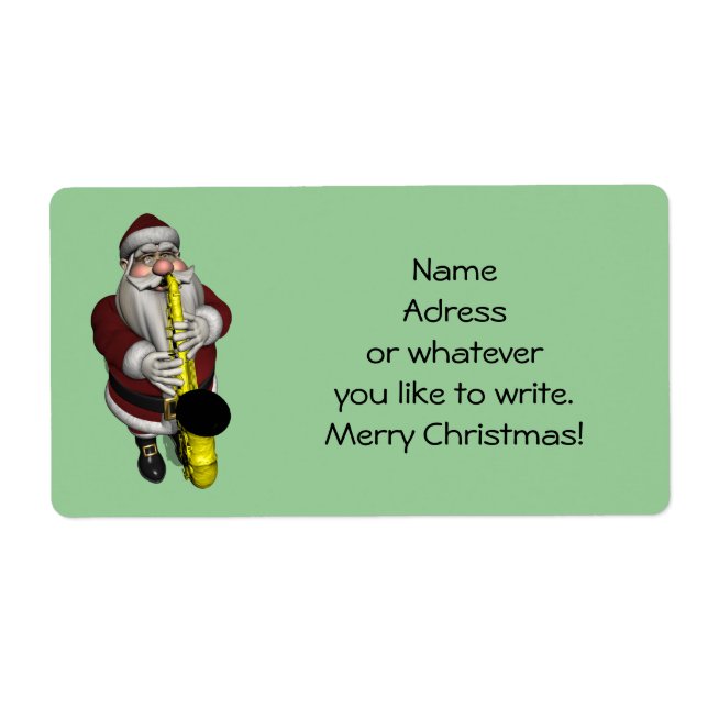 Santa Claus Playing Saxophone Label (Front)