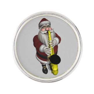 Santa Claus Playing Saxophone Lapel Pin
