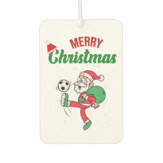 Santa Claus Playing Soccer Funny Christmas  Air Freshener