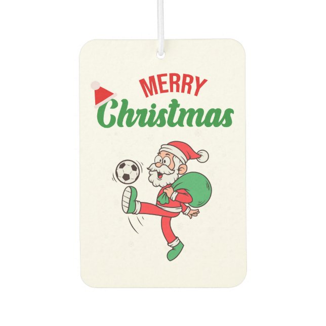 Santa Claus Playing Soccer Funny Christmas  Air Freshener (Front)