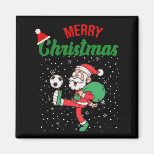 Santa Claus Playing Soccer Funny Christmas Magnet