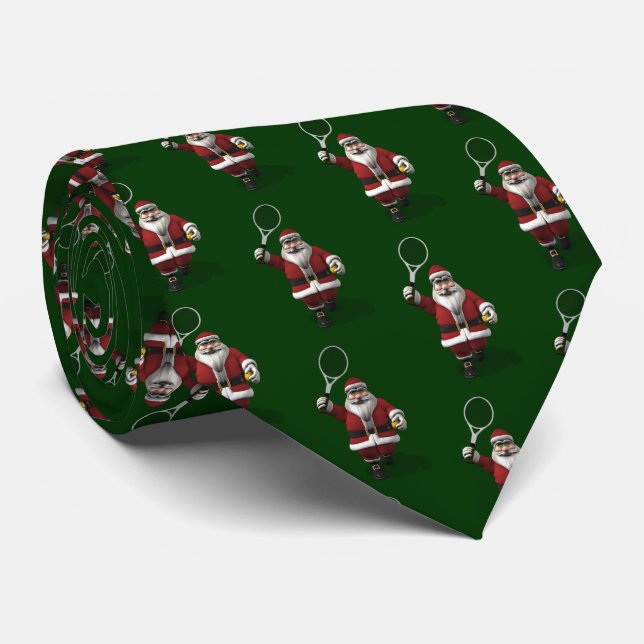 Santa Claus Playing Tennis Neck Tie (Rolled)