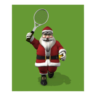 Santa Claus Playing Tennis Poster