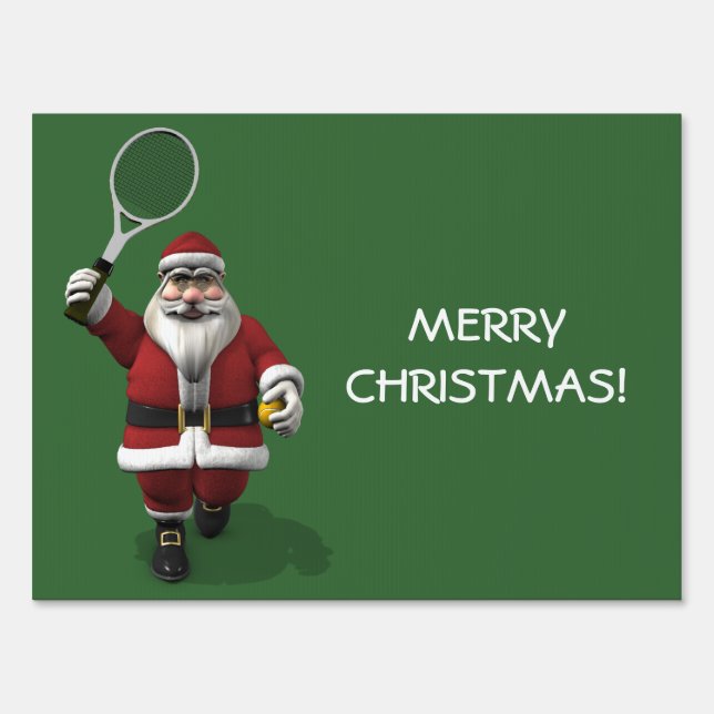 Santa Claus Playing Tennis Sign (Front)