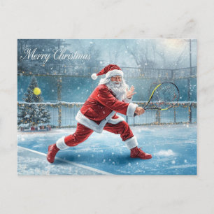 Santa Claus Playing Tennis Winter Holiday