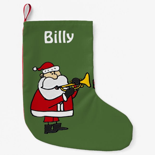 Santa Claus Playing Trumpet Christmas Stocking (Front)
