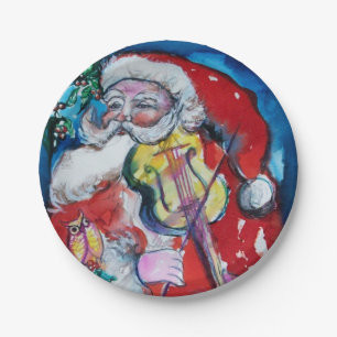 SANTA CLAUS PLAYING VIOLIN Christmas Party Paper Plates