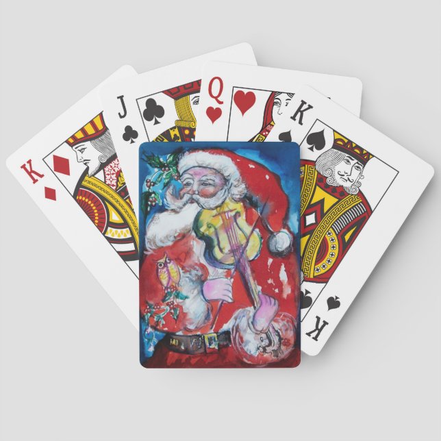 SANTA CLAUS PLAYING VIOLIN Christmas Party Poker Cards (Back)