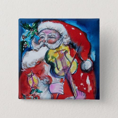 SANTA CLAUS PLAYING VIOLINMusical Christmas Pinback Button
