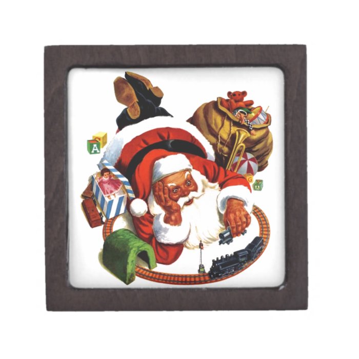 Santa Claus Playing With Trains Premium Jewelry Boxes