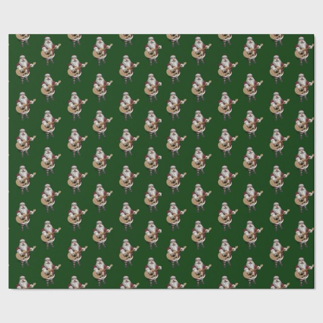 Santa Claus Plays Accoustic Guitar Wrapping Paper (Seam)