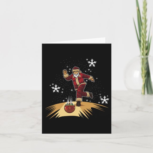 Santa Claus Plays Bowling - Xmas Gift For Your Bow Card (Front)
