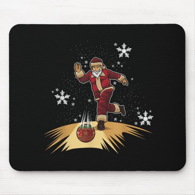 Santa Claus Plays Bowling Xmas Gift For Your Bow T Mouse Pad (Front)