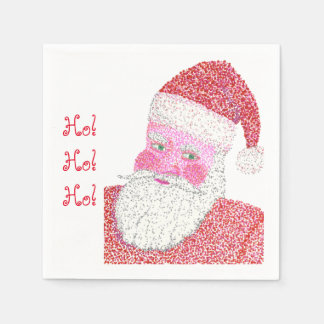 Santa Claus Pointillism Christmas Paper Napkins