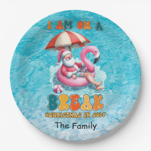 SANTA Claus pool party Christmas in July Paper Plates