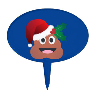 santa claus poop emoji cake topper