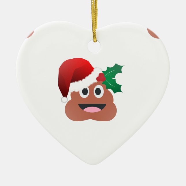 santa claus poop emoji ceramic ornament (Front)