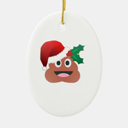 santa claus poop emoji ceramic ornament