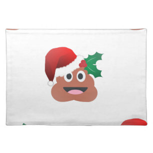 santa claus poop emoji cloth placemat