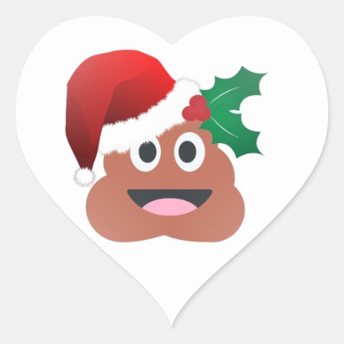 santa claus poop emoji heart sticker
