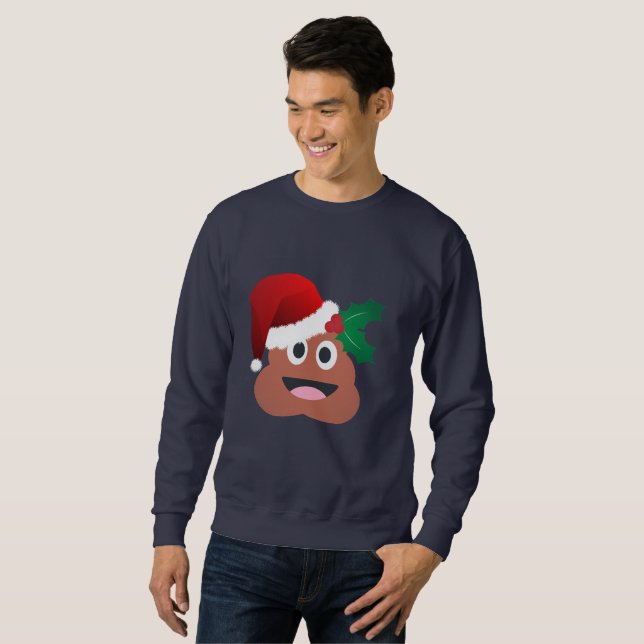 santa claus poop emoji mens sweatshirt (Front Full)