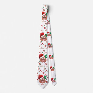 santa claus poop emoji neck tie