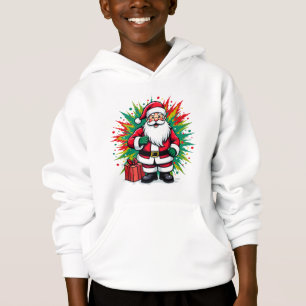 Santa Claus Pop Art with color splash background Hoodie