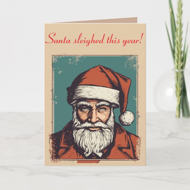 Santa Claus Portrait Pulp Culture Art Card (Front)