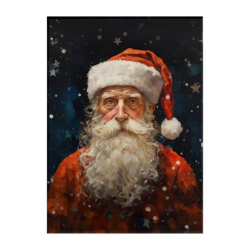 Santa Claus Portrait Van Gogh Style Acrylic Print