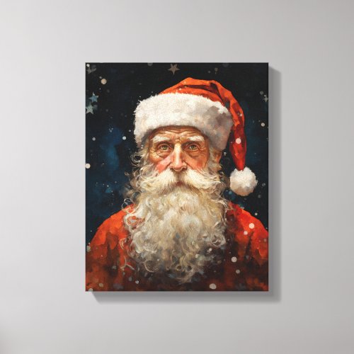 Santa Claus Portrait Van Gogh Style Canvas Print