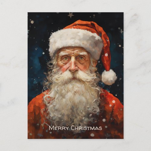 Santa Claus Portrait Van Gogh Style Holiday Postcard