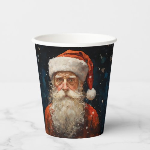 Santa Claus Portrait Van Gogh Style Paper Cups