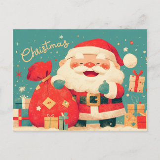 Santa Claus Preparing Christmas Gifts Holiday Postcard