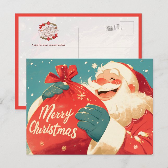Santa Claus Preparing Christmas Gifts Postcard (Front/Back)