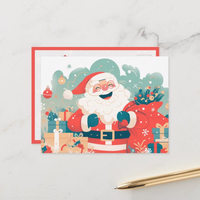 Santa Claus Preparing Christmas Gifts Postcard (Front/Back In Situ)