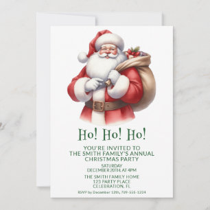 Santa Claus Presents Green Party Invitation