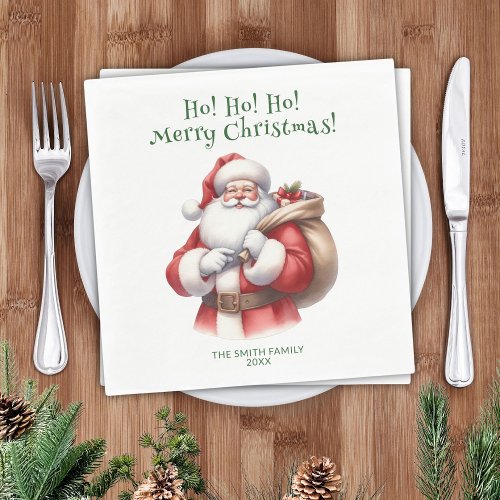 Santa Claus Presents Green Party Napkins