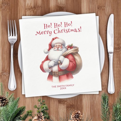 Santa Claus Presents Red Party Napkins