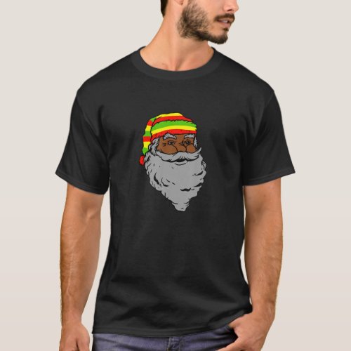 Santa Claus Rasta Hat Christmas Rastafarian Reggae T_Shirt