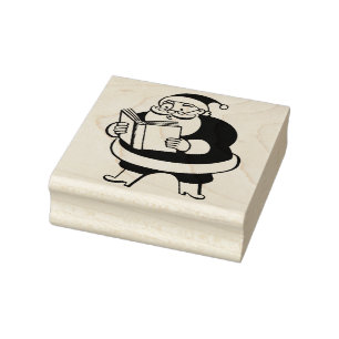 Santa Claus Reading Rubber Stamp