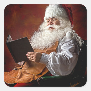 Santa Claus reads book Square Sticker