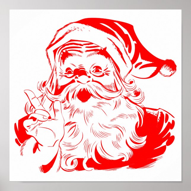 Santa Claus Red and White Christmas Poster (Front)